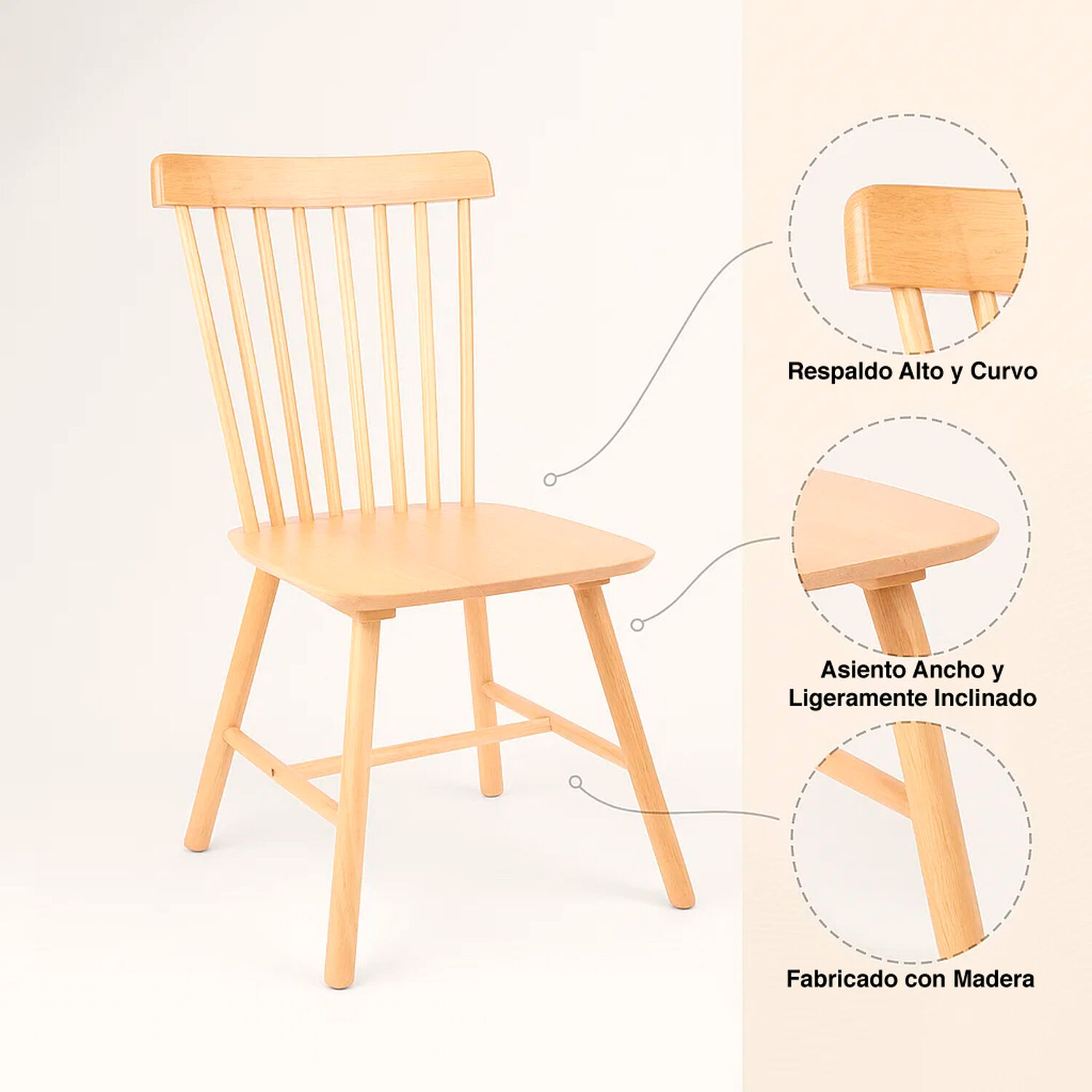 Silla Windsor Madera - Natural image number 4.0