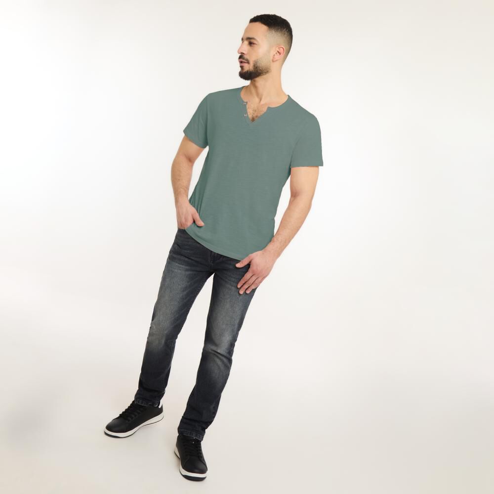 Polera Manga Corta Slim Cuello Redondo Hombre Az Black image number 1.0