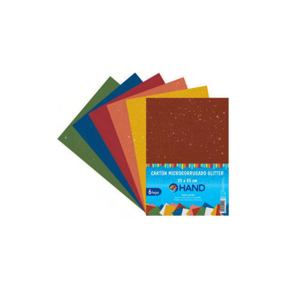 Pack 60 Hojas Cartón Microcorrugado Glitter 25x35 Cms Colores - Ps image number 0.0