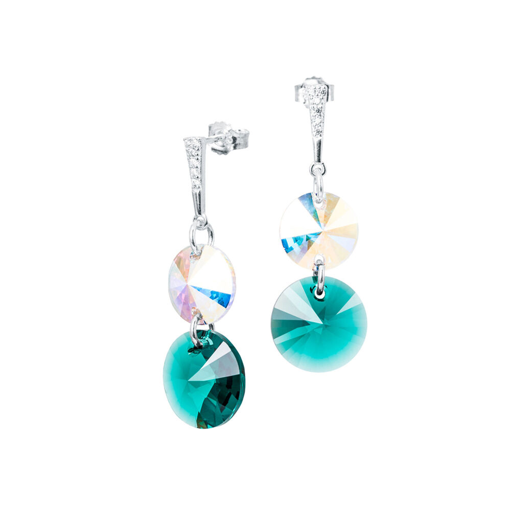 Aros Lourdes Cristales Genuinos Emerald image number 0.0