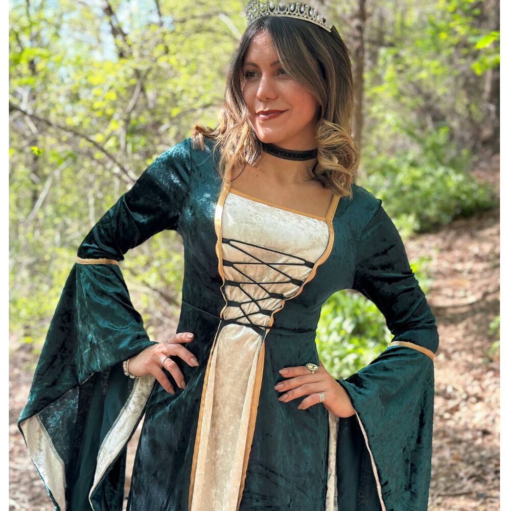 Disfraz Medieval Renacentista Para Mujer Vestido Largo Con Cordones G&oacute;tico image number 2.0