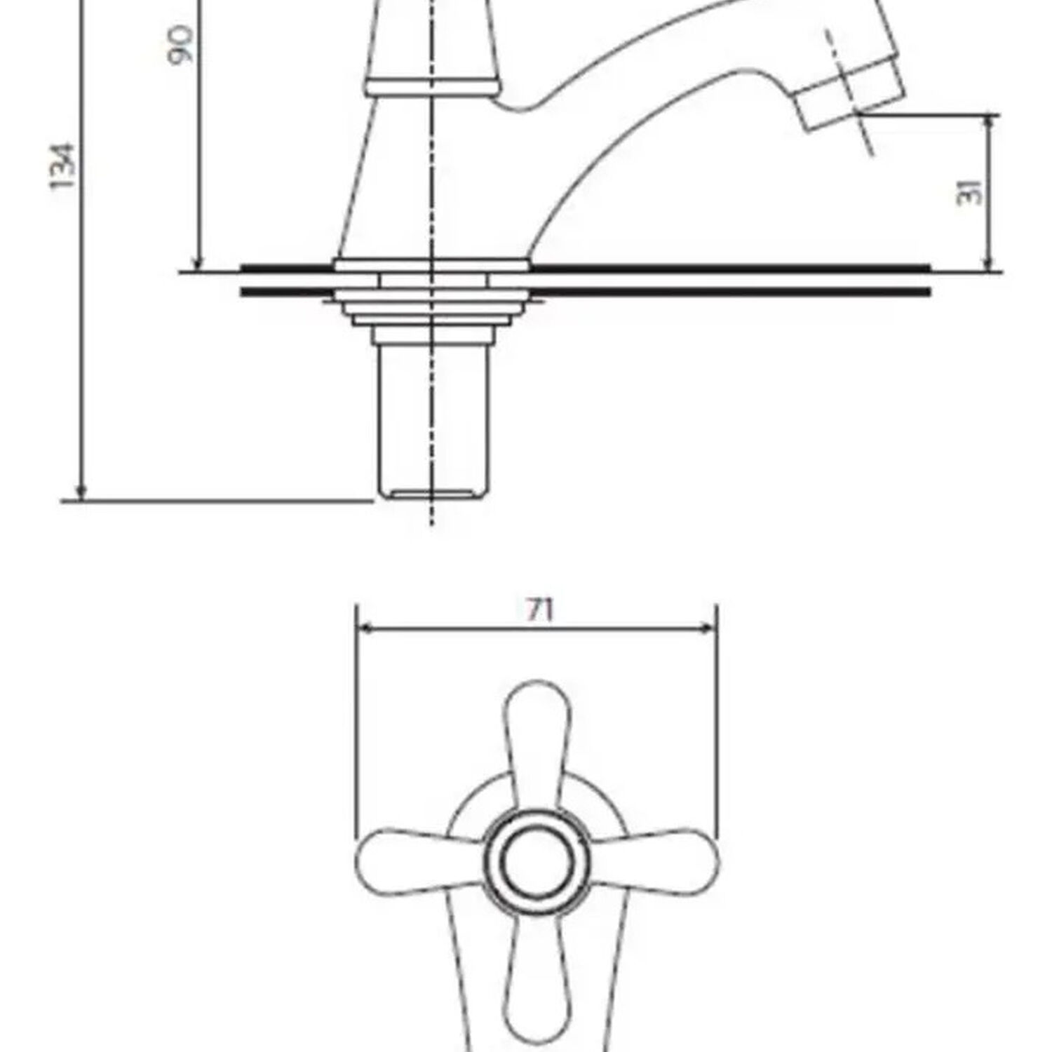 Llave Grifo Para Lavatorio Modelo Mossini Cruz Marca Stretto image number 2.0