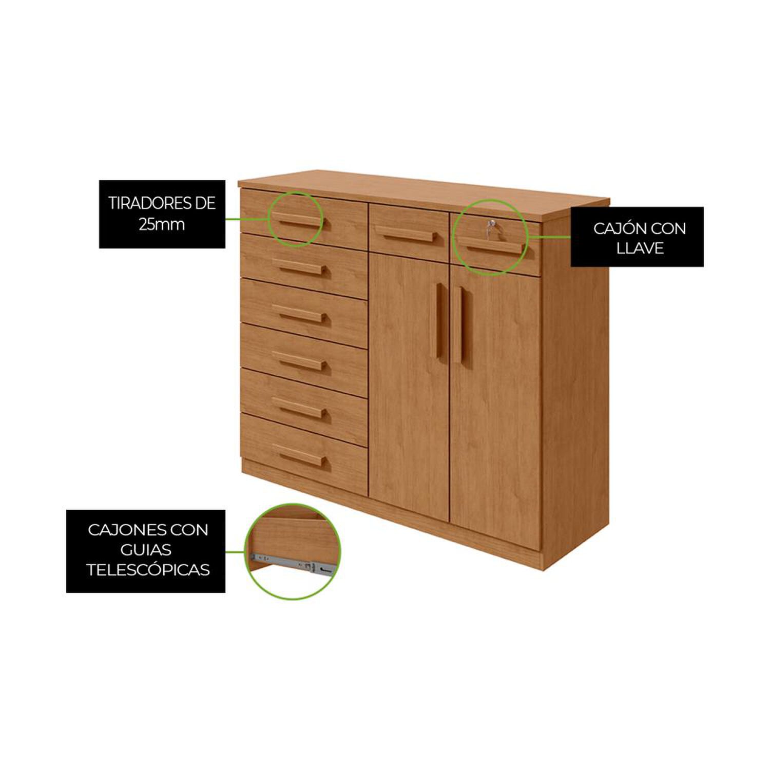 Comoda Di Poretti Design Comoda Toronto / 2 Puertas / 8 Cajones image number 1.0