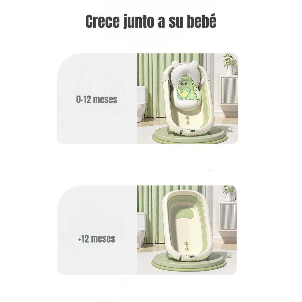 Ba&ntilde;era Con Term&oacute;metro Coj&iacute;n Premium Verde Lubabycas image number 3.0