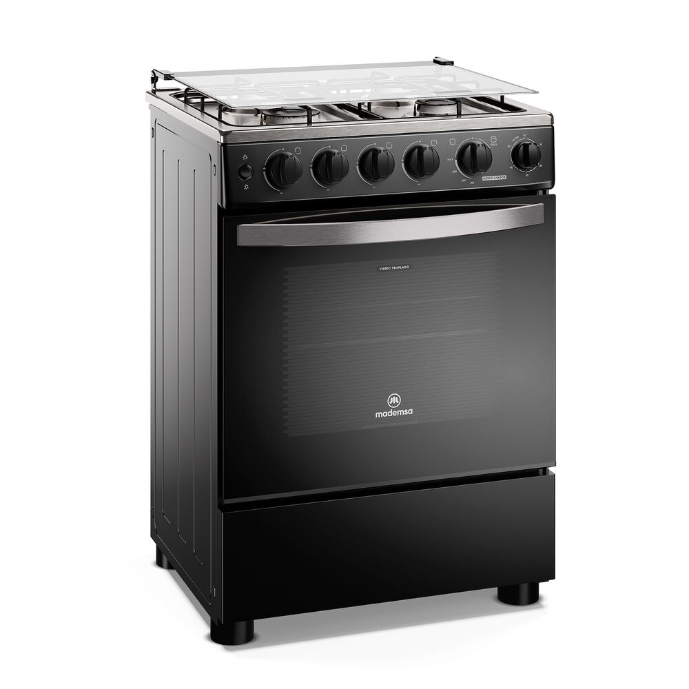 Cocina A Gas 4 Platos Horno Vapor Y Temporizador Fm4tpc Negra image number 5.0