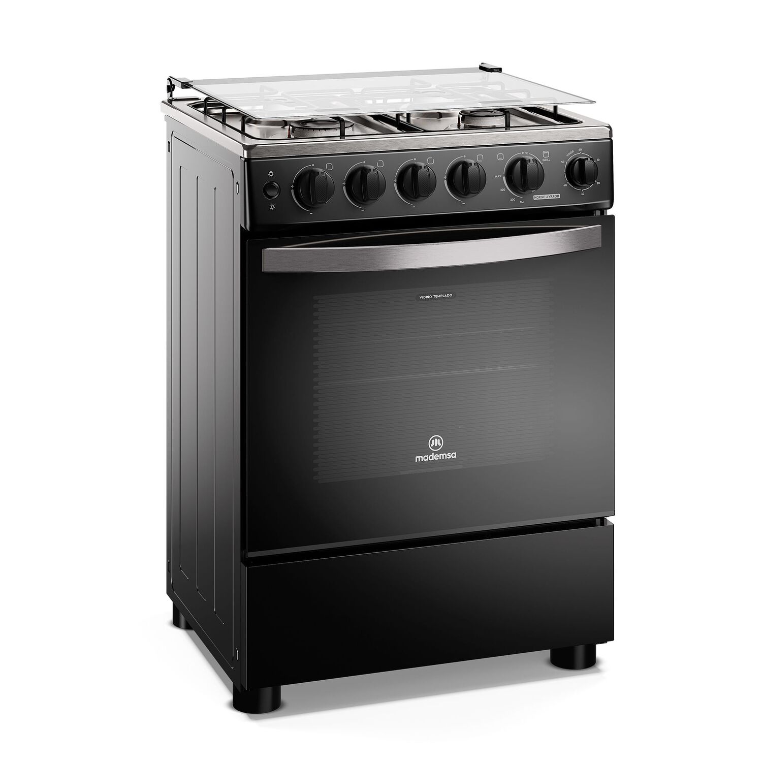Cocina A Gas 4 Platos Horno Vapor Y Temporizador Fm4tpc Negra image number 5.0