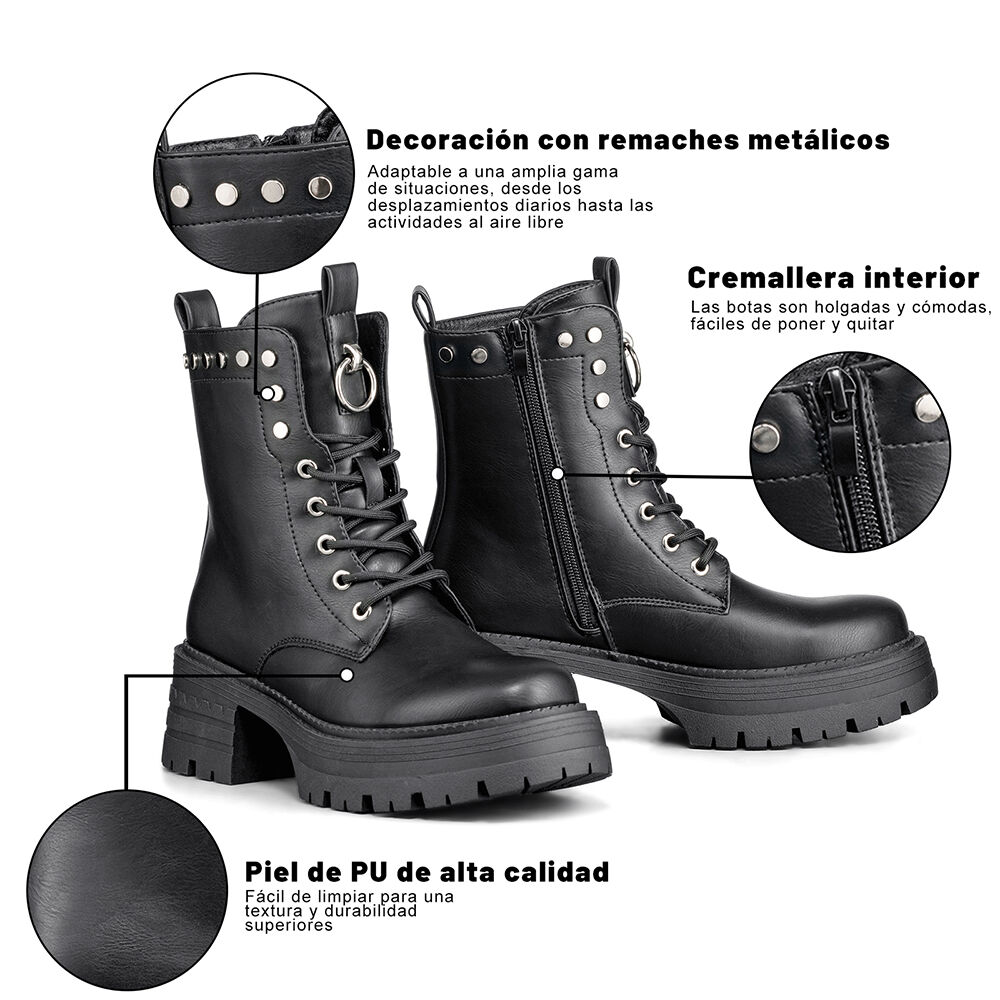 Botin Casual Mujer Eco Cuero Moda Vintage Weide Dh86 image number 7.0