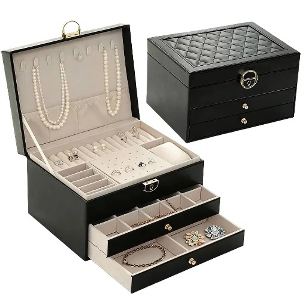 Joyero Tipo Maleta Organizador Negro image number 0.0