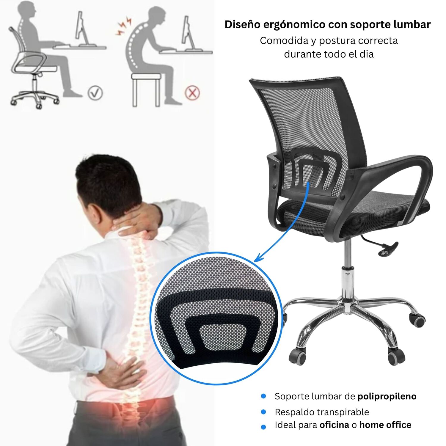 Combo Oficina New York 1 Escritorio Wengue + Silla Color Ergonomica Altura Ajustable image number 4.0