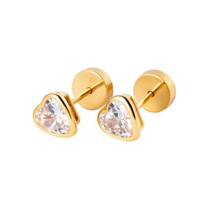 Aros Abridores Coraz&oacute;n 6mm Oro 18k Tope A Presi&oacute;n