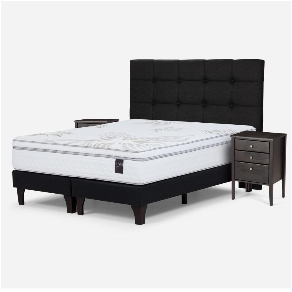Cama Europea Rosen Art 4 / 2 Plazas / Base Dividida + Set De Maderas image number 1.0