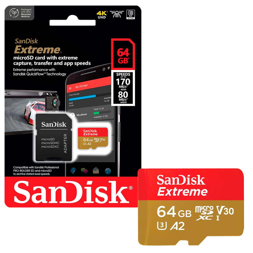 Tarjeta De Memoria Microsd Sandisk 64gb + Adaptador 170mb/s image number 0.0