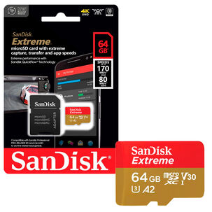 Tarjeta De Memoria Microsd Sandisk 64gb + Adaptador 170mb/s