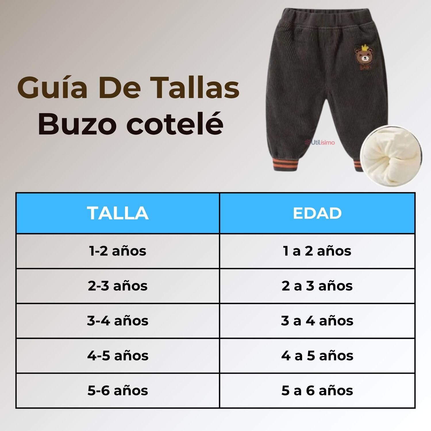 Buzo Cotel&eacute; Forrado En Polar Ni&ntilde;o Pantal&oacute;n Gris image number 2.0