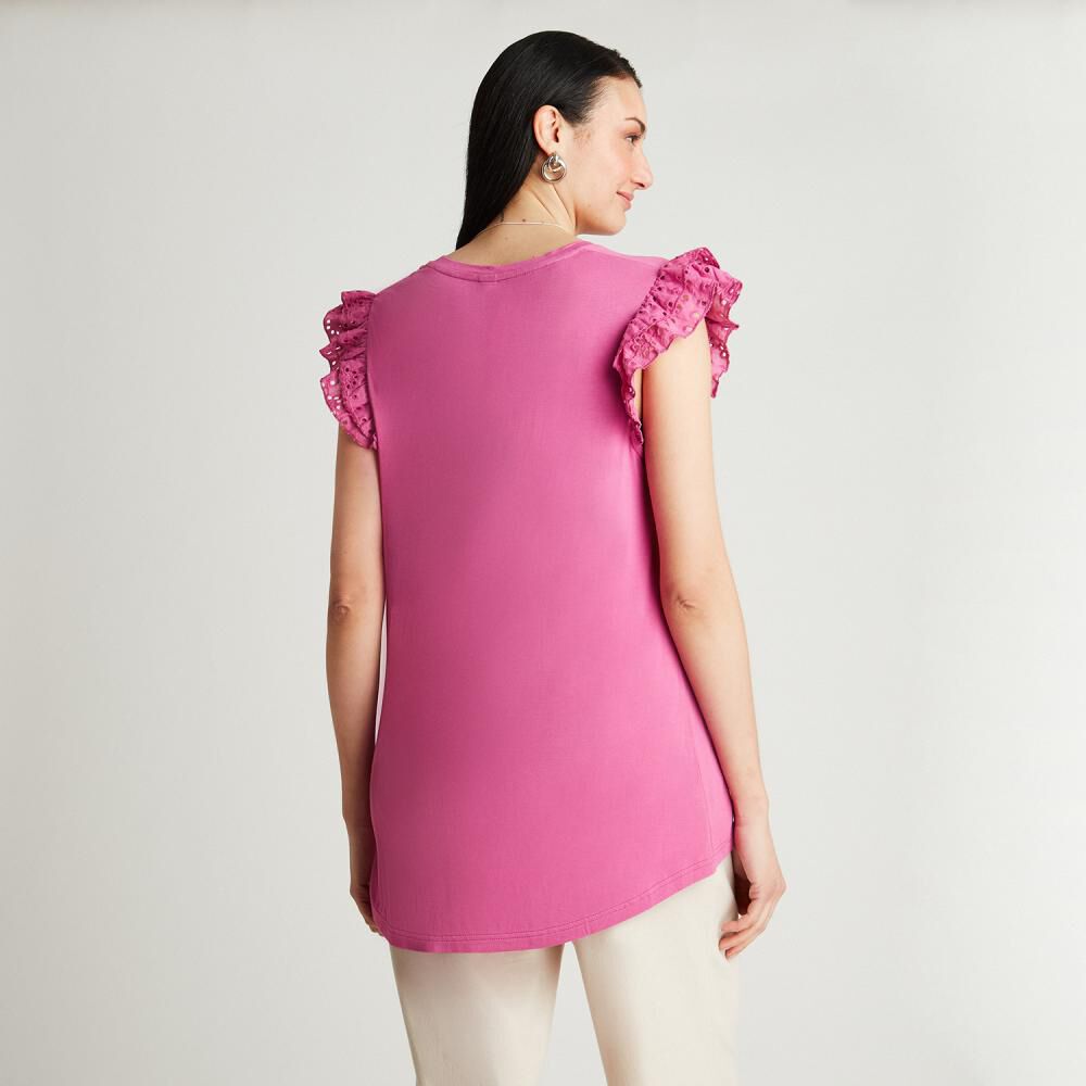 Polera Manga Corta Cuello V Mujer Lorenzo Di Pontti image number 2.0