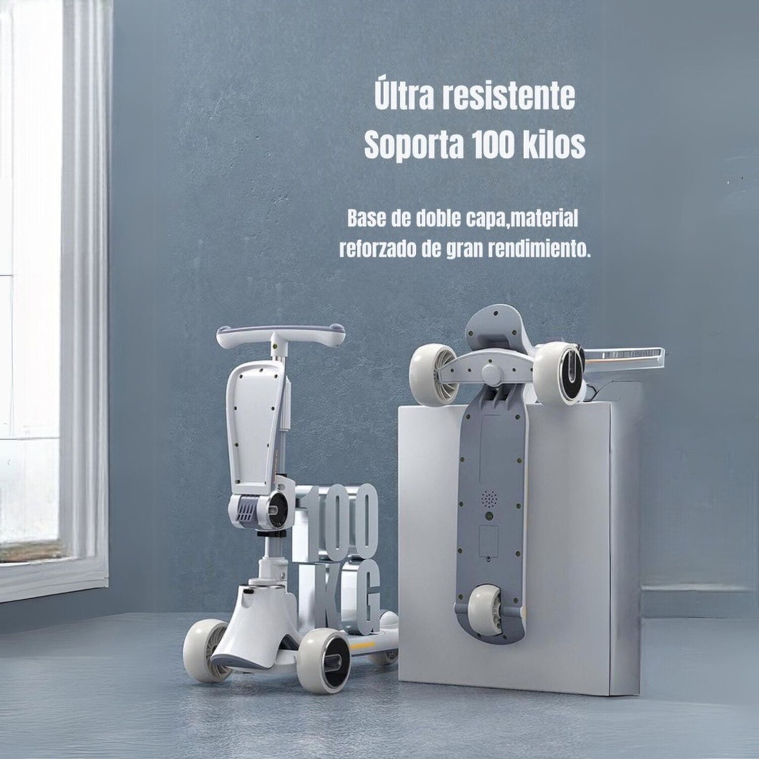 Scooter 3 Ruedas 2 En 1 &Uacute;ltra Resistente Lubabycas Gris image number 10.0