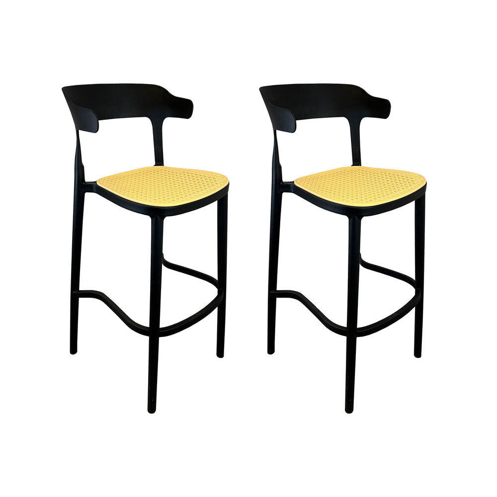 Pack 2 Taburetes Bar Bistro Negra Asiento Beige image number 0.0