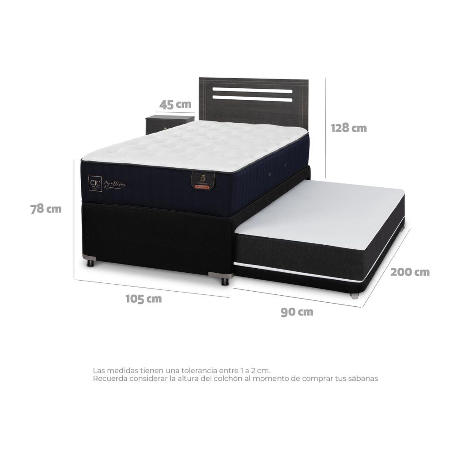Cama Nido Cic Premium / 1.5 Plazas / Base Normal + Set De Maderas image number 3.0