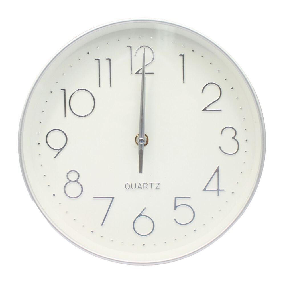 Reloj De Pared Blanco Silver 25cm Decorativo Y Moderno - Ps image number 0.0