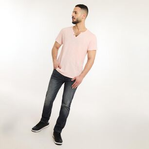 Polera Manga Corta Slim Cuello Redondo Hombre Az Black