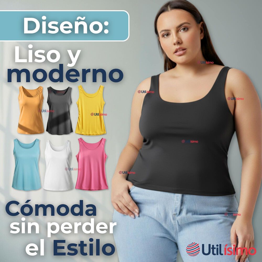 Polera Camiseta Sin Mangas Fibra De Bambú Básica Lisa Elástica Mujer Colores Surtidos image number 4.0