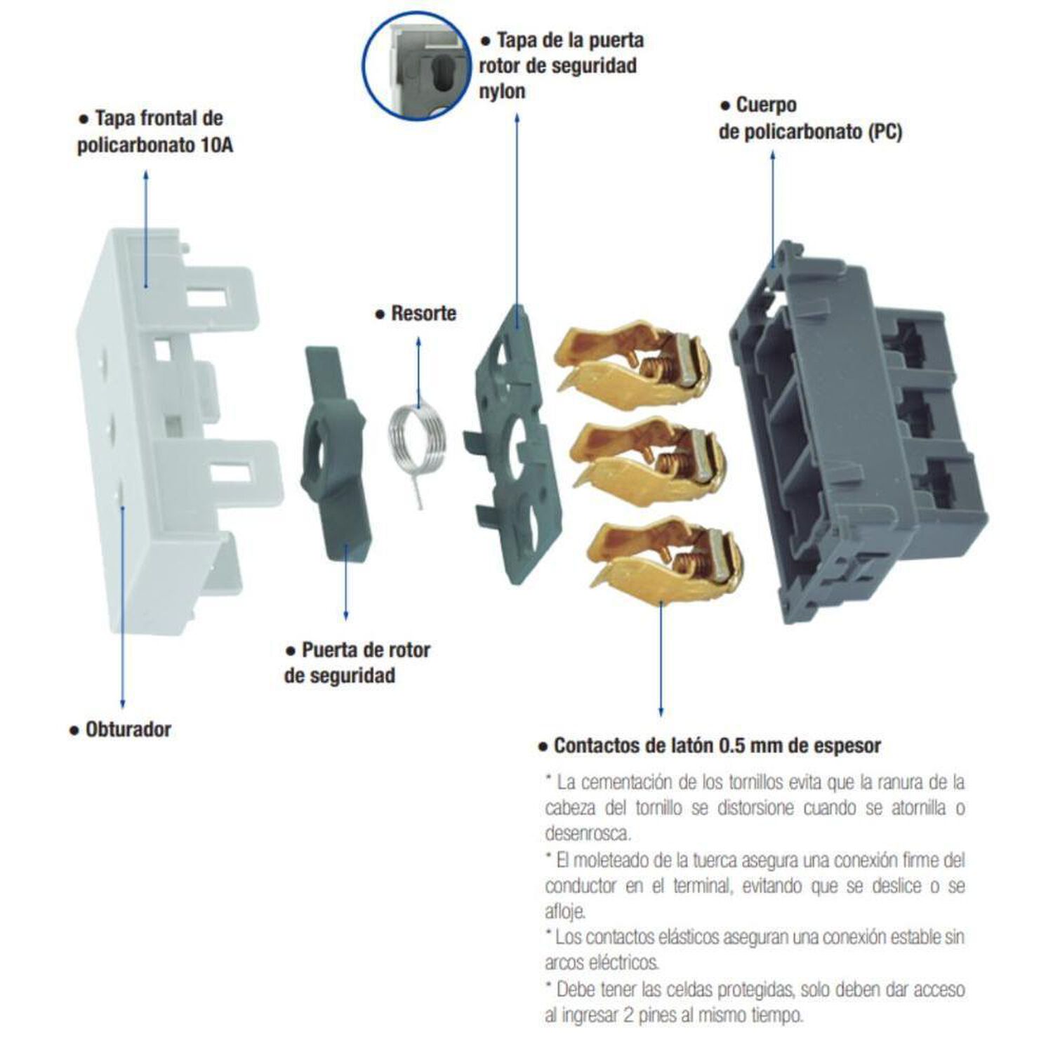 M&oacute;dulo Toma De Corriente 2p+t 10a 250v, Blanco Lexo image number 1.0