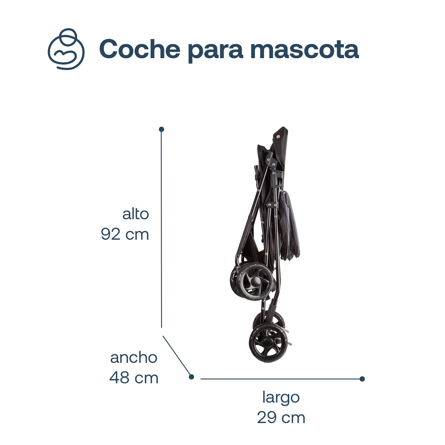Coche Mascotas Plegable Easy Perro Gato Negro Beepet Bebesit image number 6.0