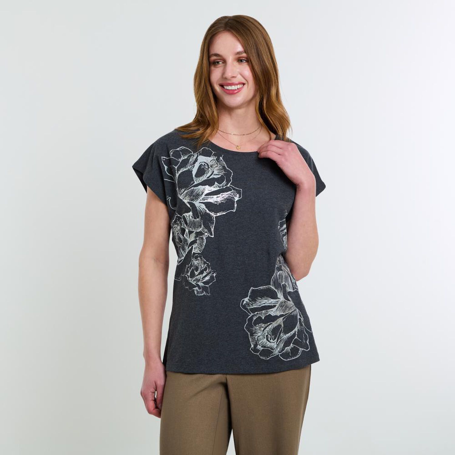 Polera Estampado Focalizado Manga Corta Cuello Redondo Mujer Lesage image number 0.0