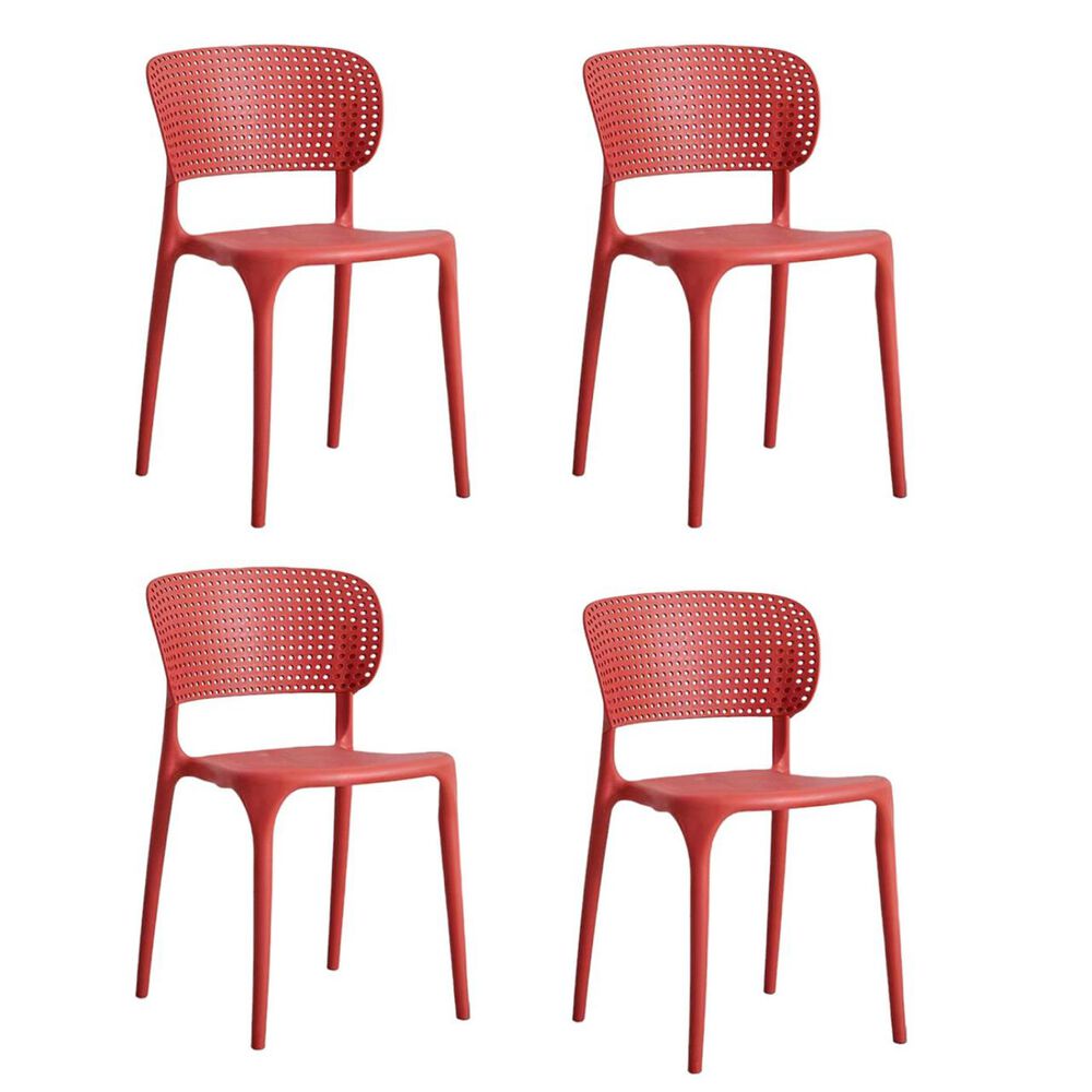 Pack 4 Silla Escritorio Apilable Rojas image number 0.0