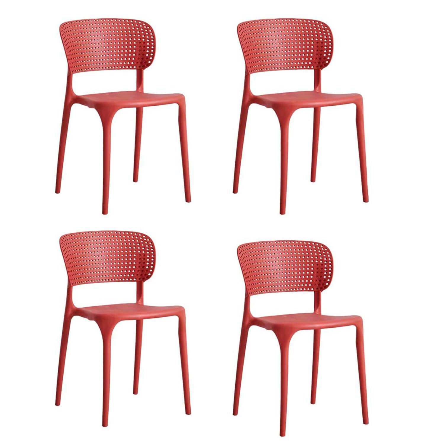 Pack 4 Silla Escritorio Apilable Rojas image number 0.0