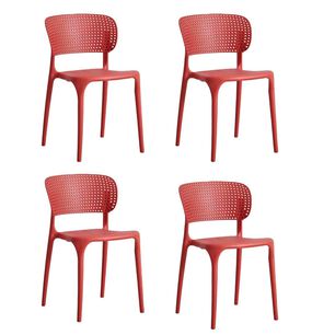 Pack 4 Silla Escritorio Apilable Rojas