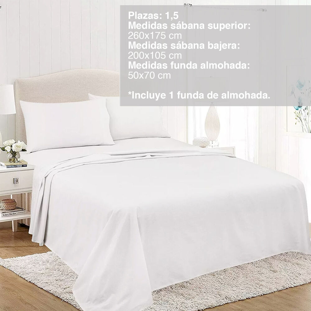 Juego Sábanas Microfibra Monaco 1.5 Plazas Blanco image number 1.0