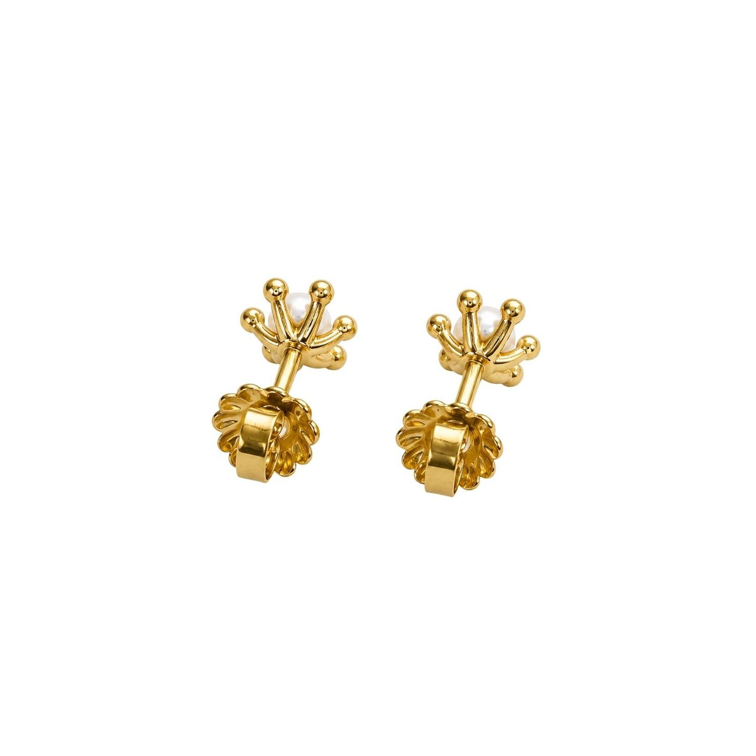 Aros Perla Cultivada Pistilo 3mm N1 Oro 18k 0.95gr Mujer Dorado image number 2.0