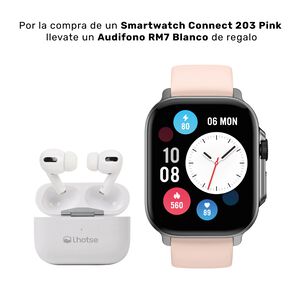 Pack Smartwatch Connect S03 Pink + Audífono Rm7 Blanco
