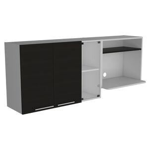 Mueble Superior De Cocina 2 Puertas 60.2x150x40 Cm Blanco Y Negro