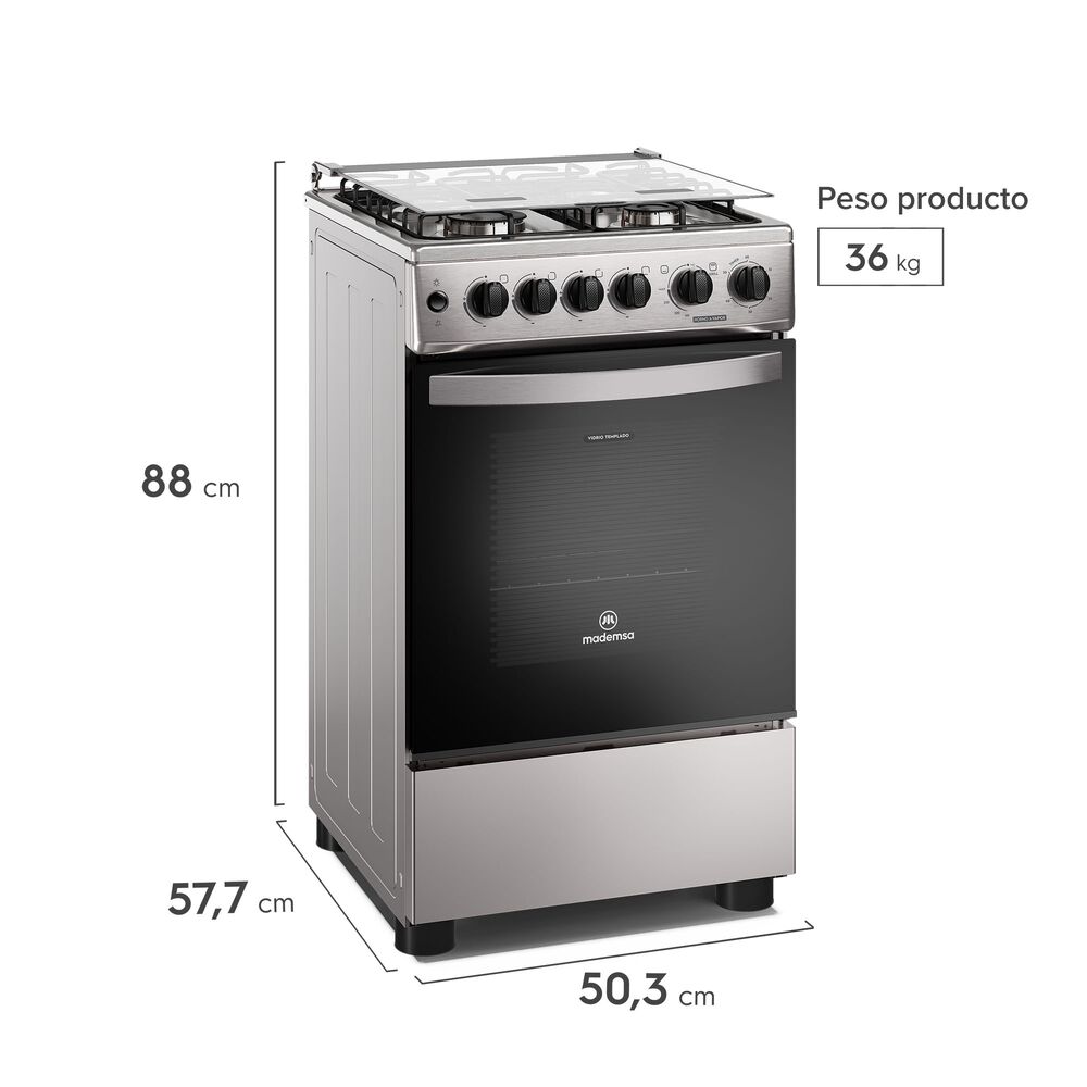 Cocina A Gas 4 Platos Horno Vapor Y Grill Fm4fsc Inox image number 4.0