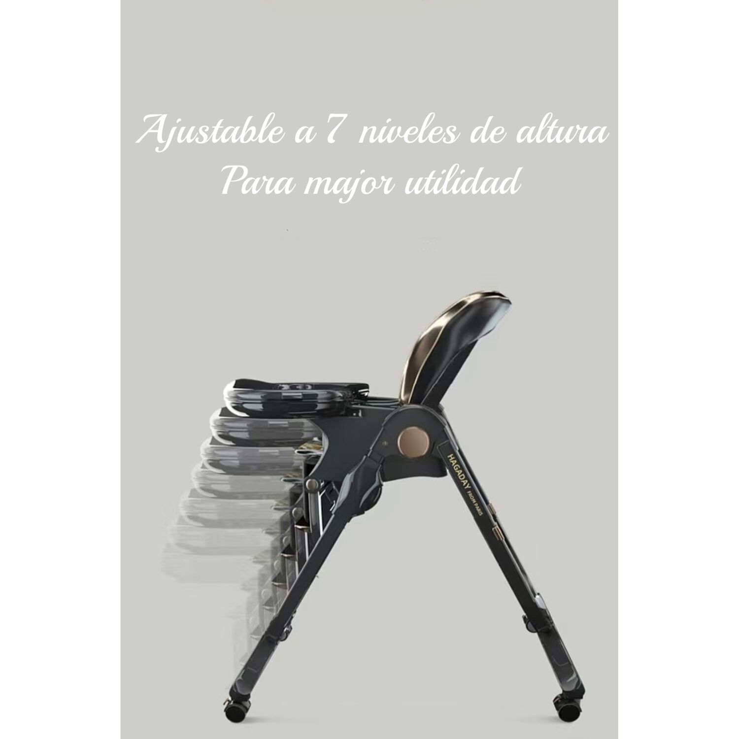 Silla De Comer Lujosa Reclinable Hagaday Negra Lubabycas image number 7.0