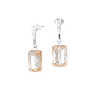 Aros Estefan&iacute;a Plata Italiana 925 Y Cristales Genuinos Golden Shadow