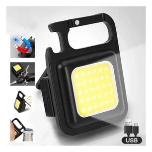 Pack 4 Mini Linterna Llavero Cob Recargable Usb Emergencia Camping Bolsillo