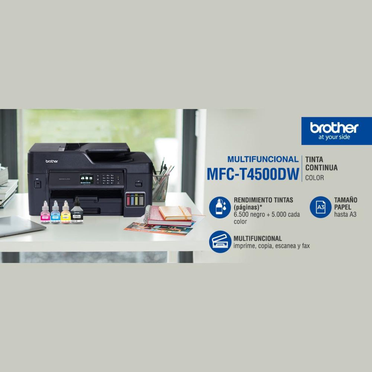 Impresora Multifuncional Brother MFCT4500DW image number 8.0