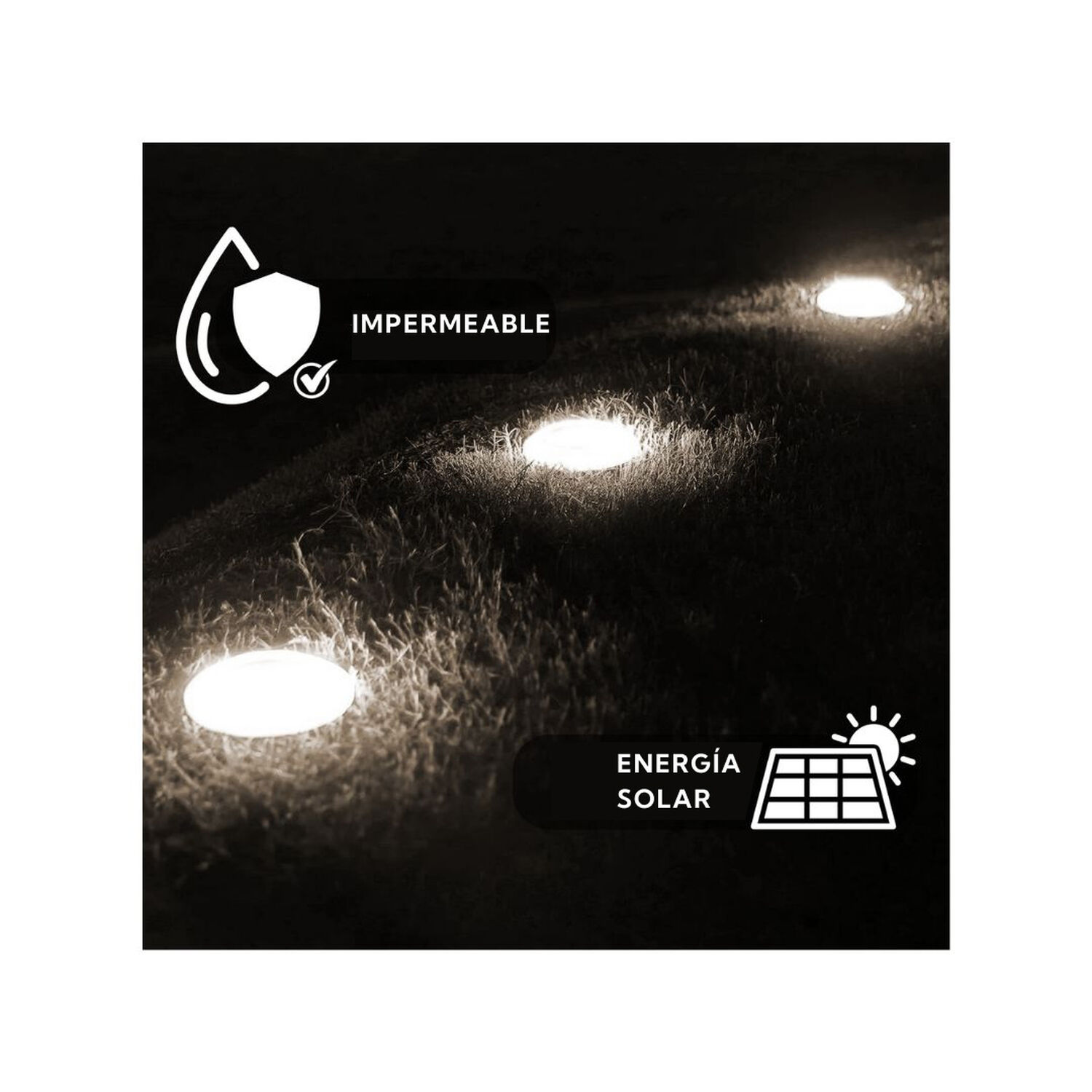 4 Luces Led De Piso Solar Contra Agua image number 2.0