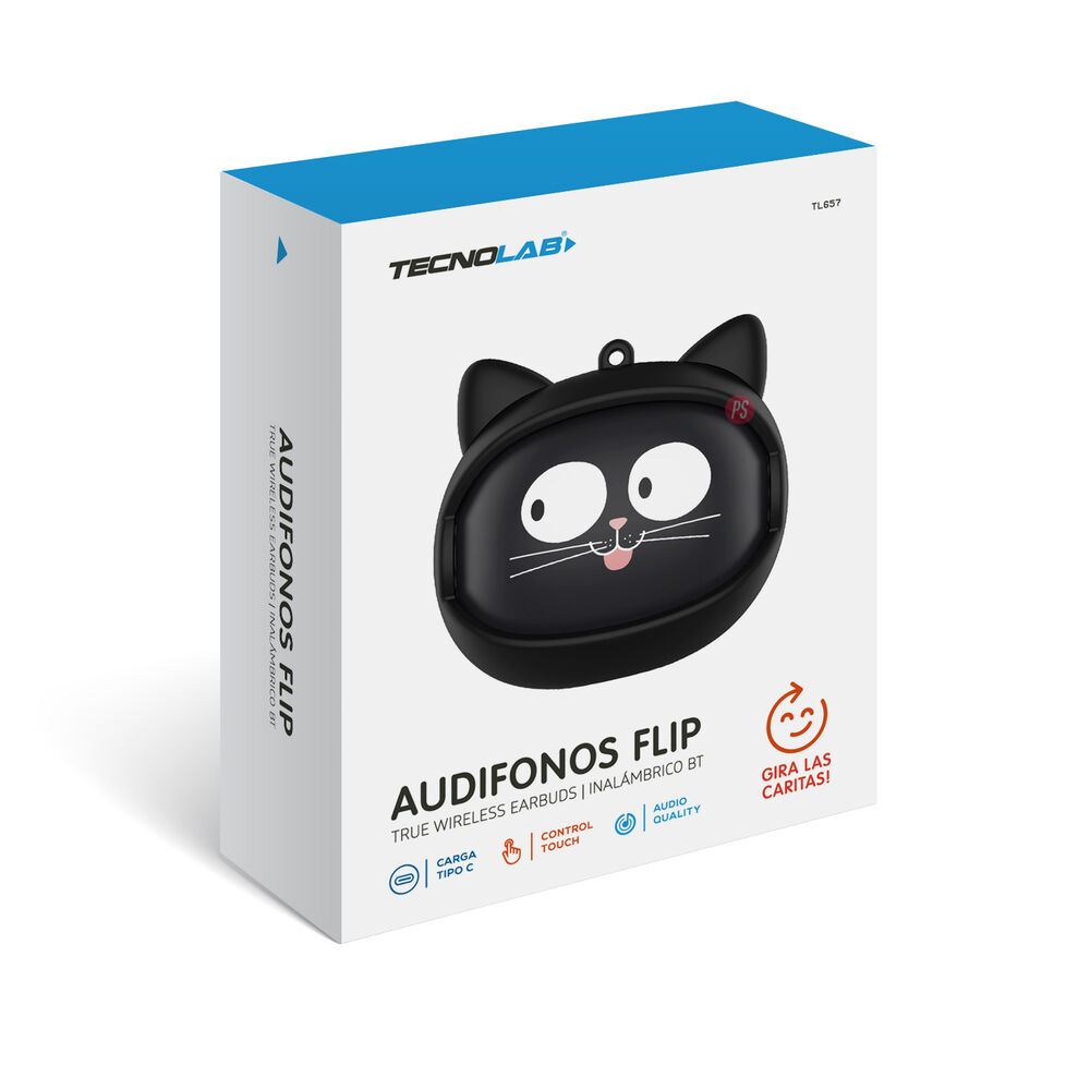 Audífonos Bluetooth Con Caras Seleccionables Gato Negro - Ps image number 5.0