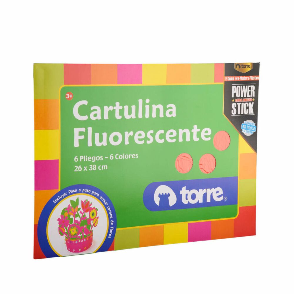 Cartulina Española Fluorecente Carpeta De 6 Pliegos Colores Torre image number 1.0
