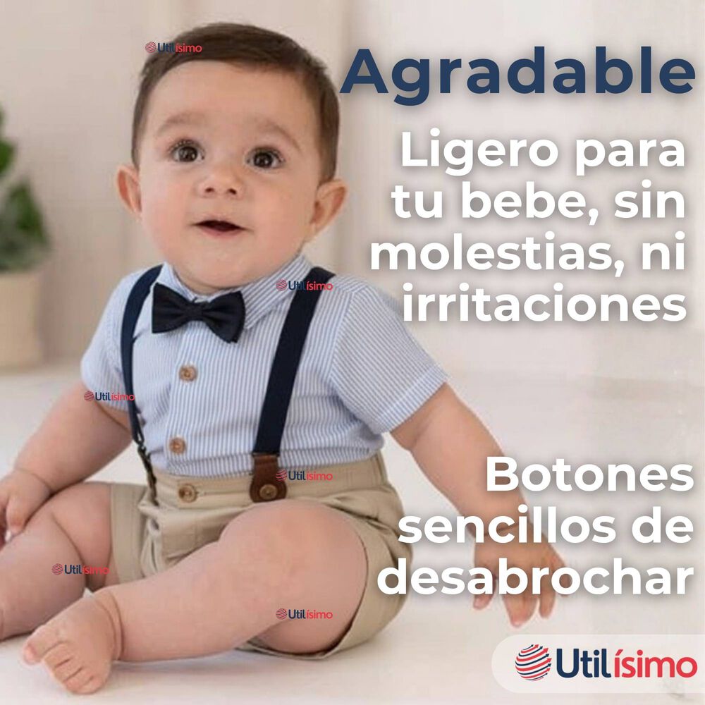 Conjunto De Vestir Con Tirantes Camisa Short Algodón Bebes image number 7.0