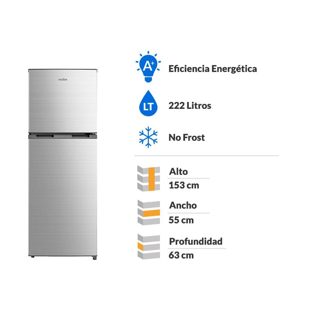 Refrigerador Top Freezer Mabe RMN222PXLRS0 / No Frost / 222 Litros / A+ image number 1.0