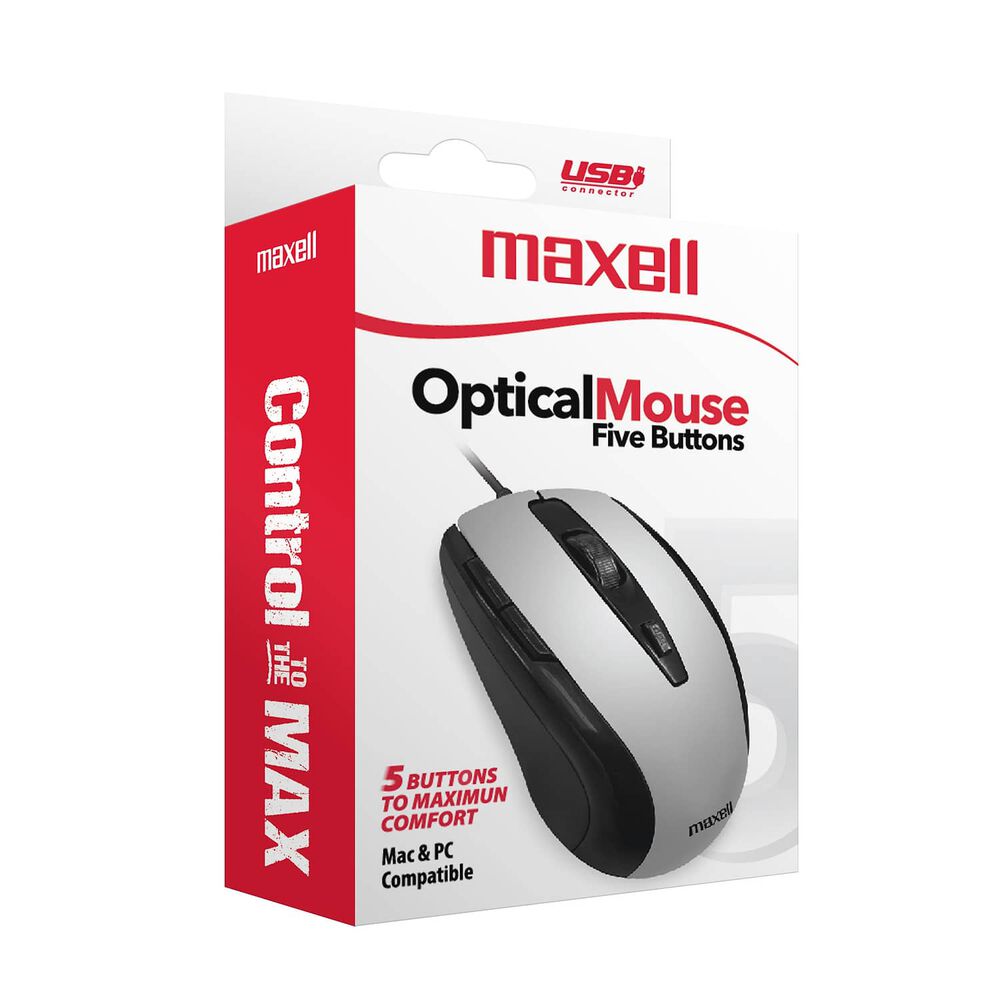 Mouse &Oacute;ptico Maxell 5 Botones Mowr-105 Gris image number 2.0