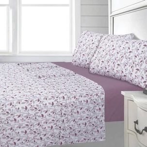 Sabana Andes 144 Hilos Estampada Hojas Rosa 1 Plaza