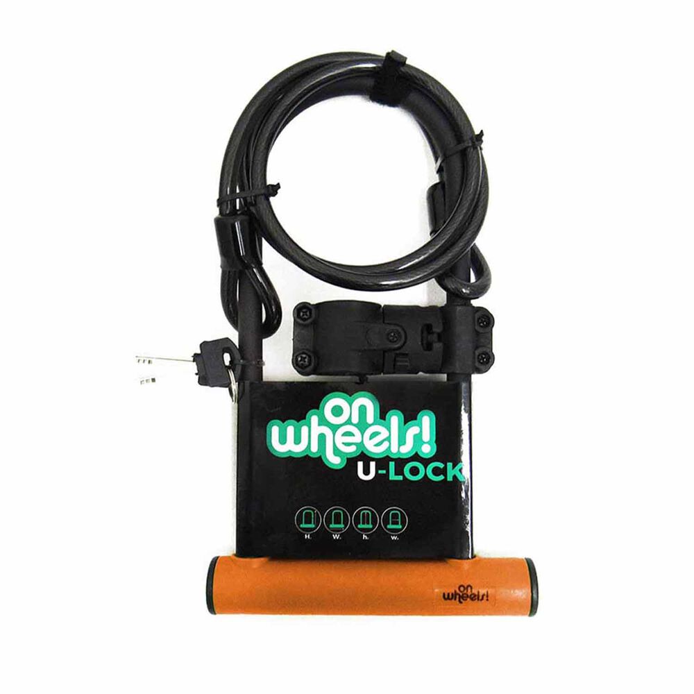 Candado U-lock Onwheels Largo Con Piola Y Soporte - Naranjo image number 0.0