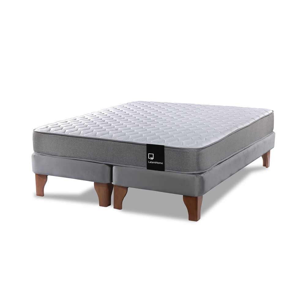 Cama Europea Zen Best Tela Velvet Gris 2 Plazas image number 1.0