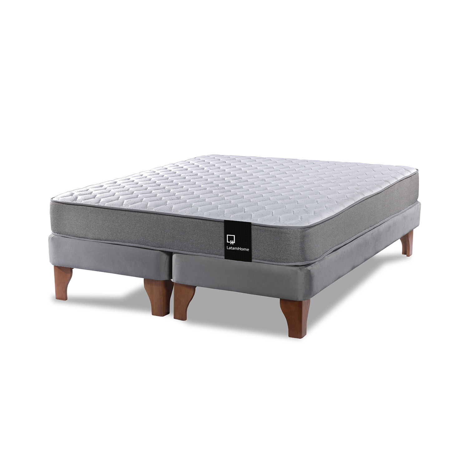 Cama Europea Zen Best Tela Velvet Gris 2 Plazas image number 1.0